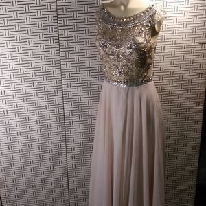 Champagne pink hand jeweled gown